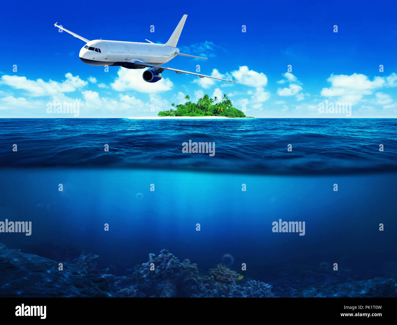 Avión volando sobre las islas
