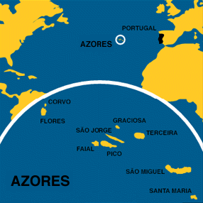 Islas Azores en un mapa