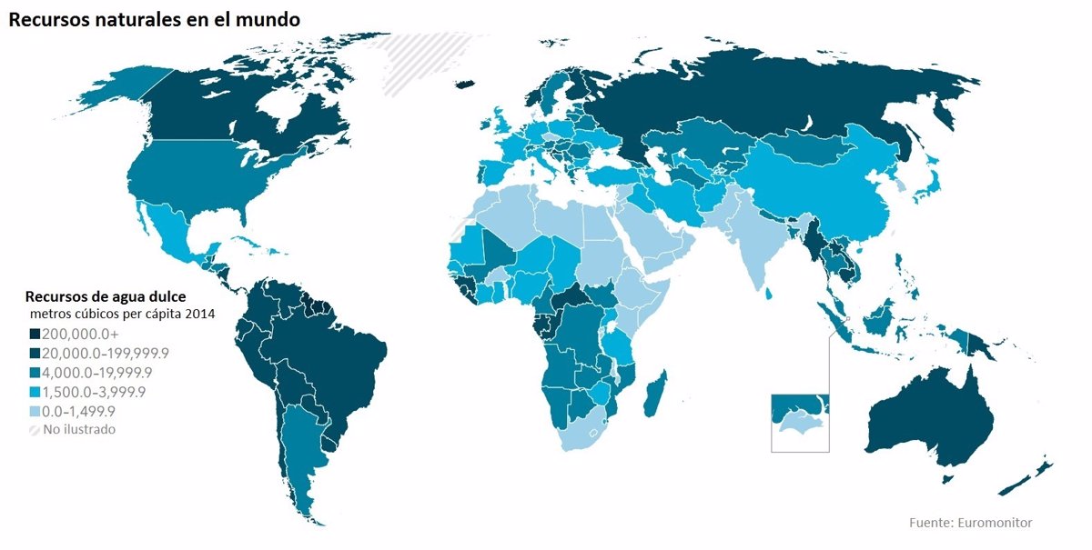Mapa con países destacados