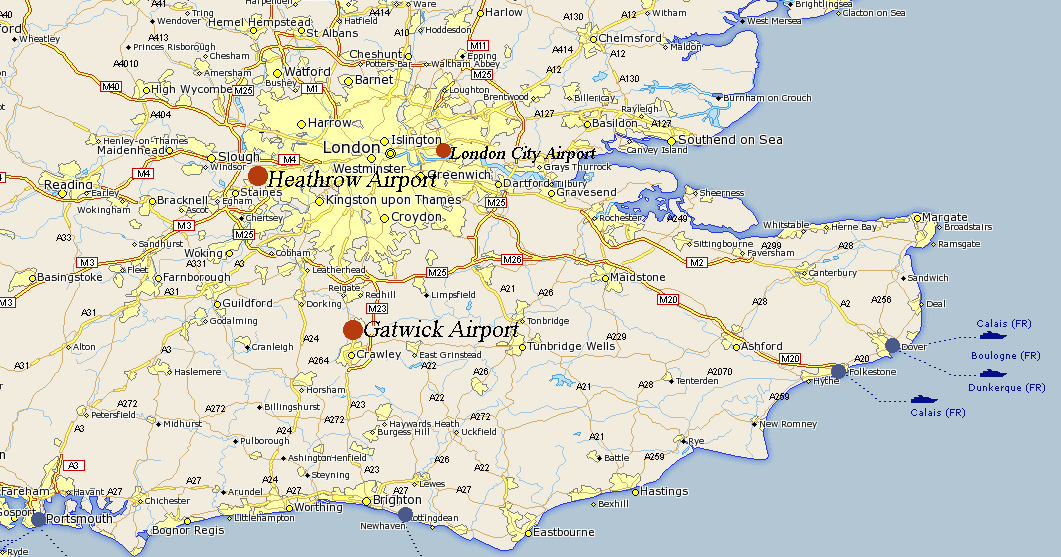 Mapa de aeropuertos cercanos
