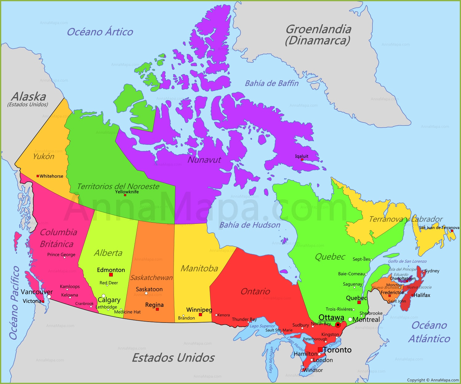 Mapa de Canadá