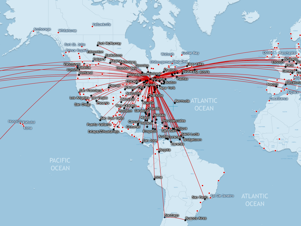 Mapa de rutas aéreas