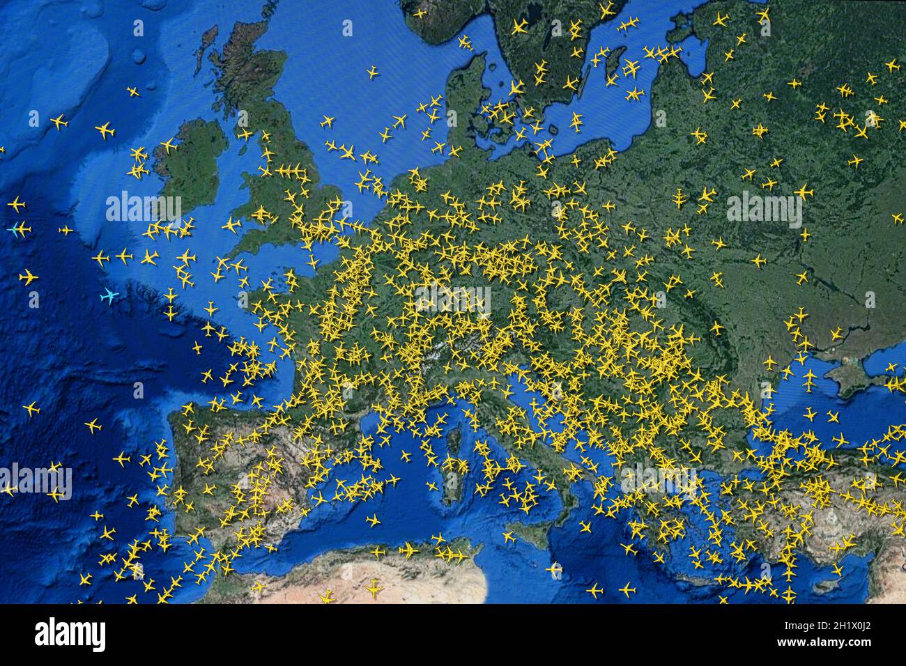 Mapa de rutas aéreas de Europa