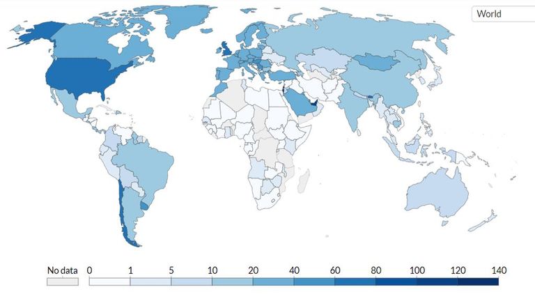 Mapa de vacunación mundial