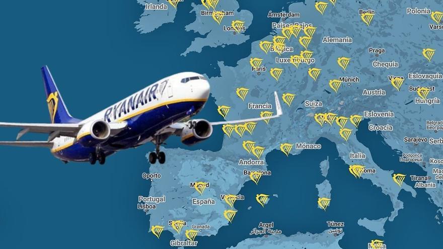 Mapa de vuelos desde Barcelona